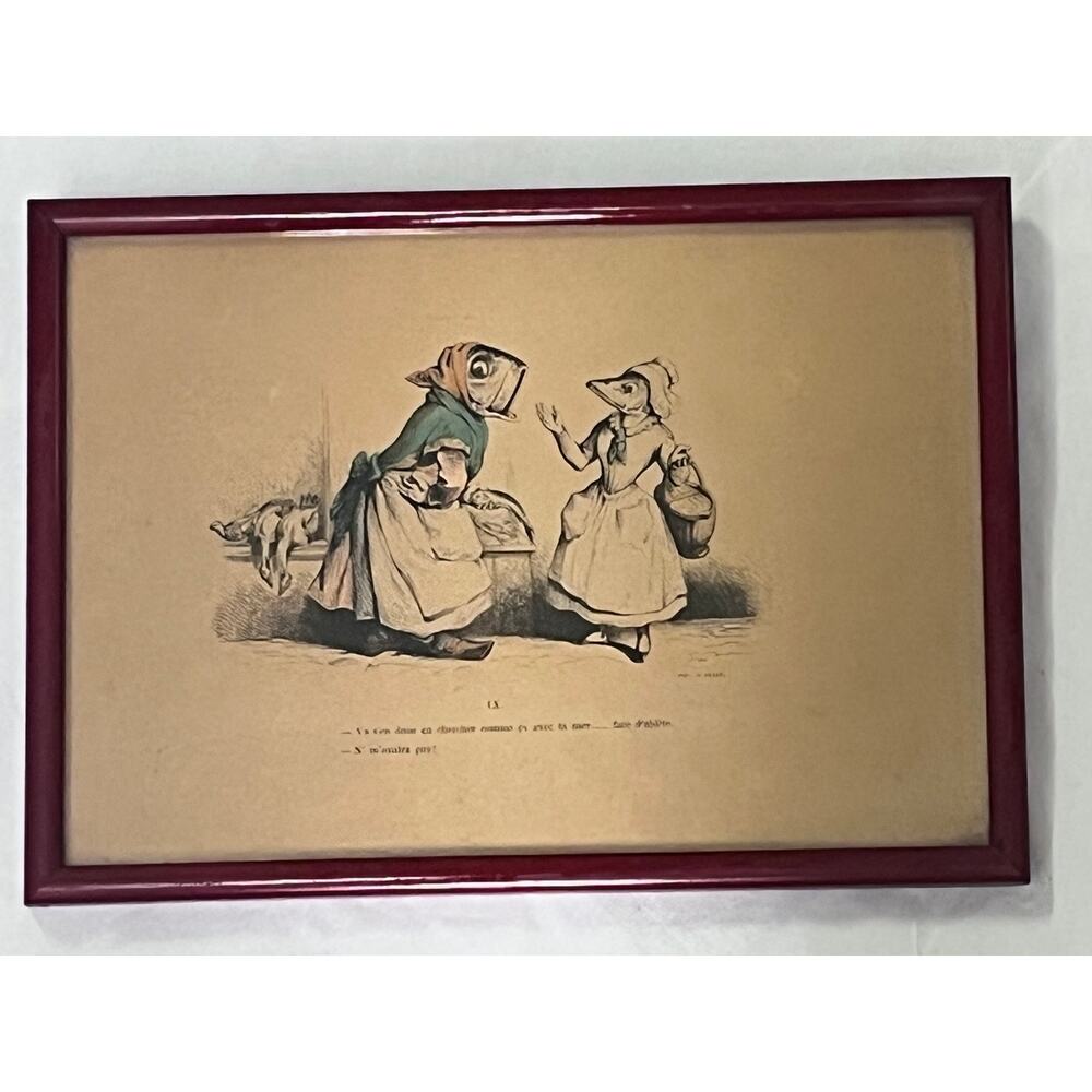 Jean Jacques Grandville (French 19thC)  Metamorphoses Vintage print framed IX